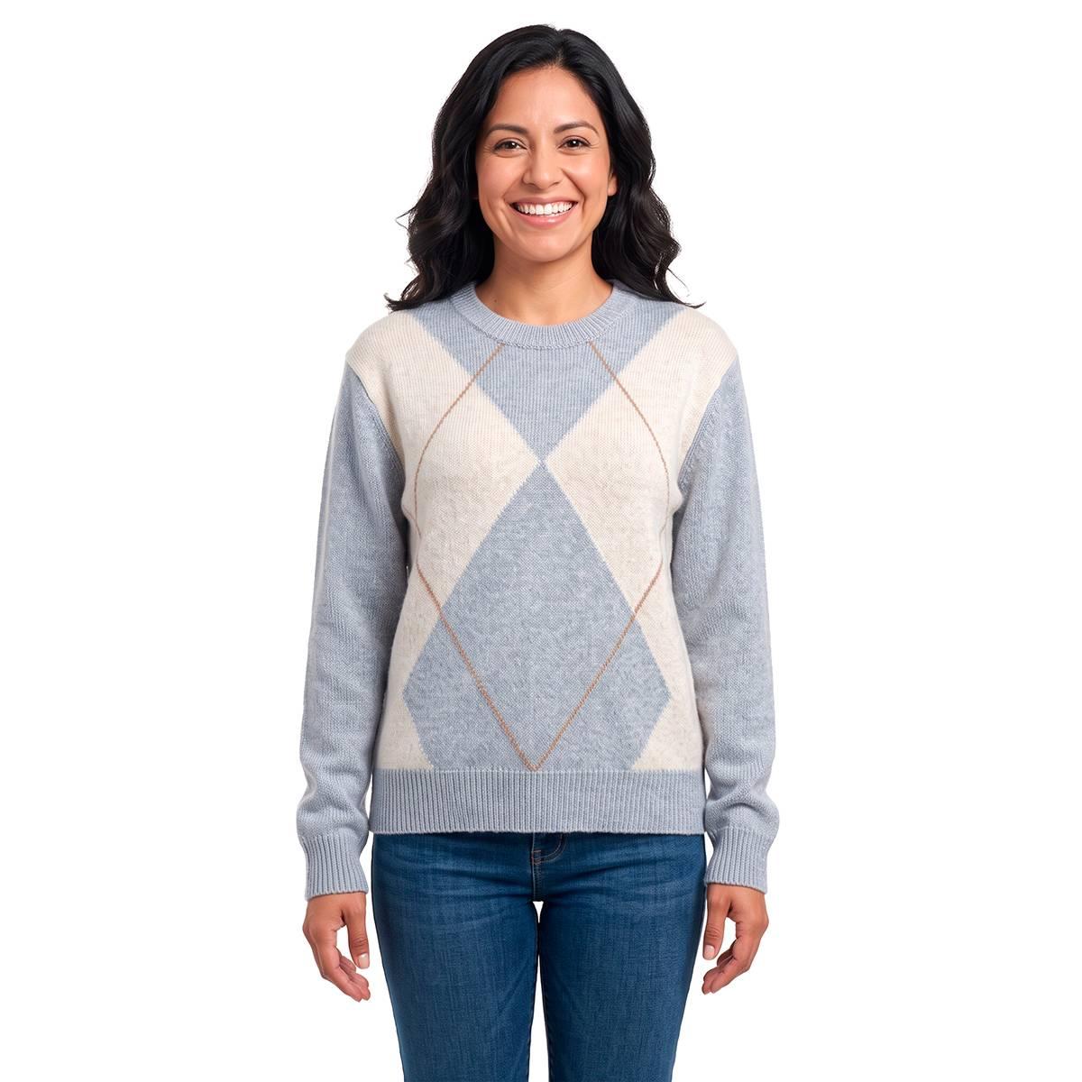 Petite Preswick & Moore(R) Long Sleeve Argyle Sweater