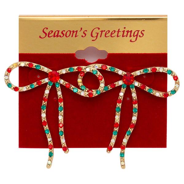 Bow Rhinestone Christmas Earrings