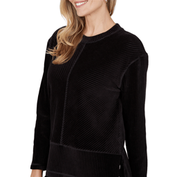 Petite Alfred Dunner Weekend Warrior Velour Chevron Sweatshirt