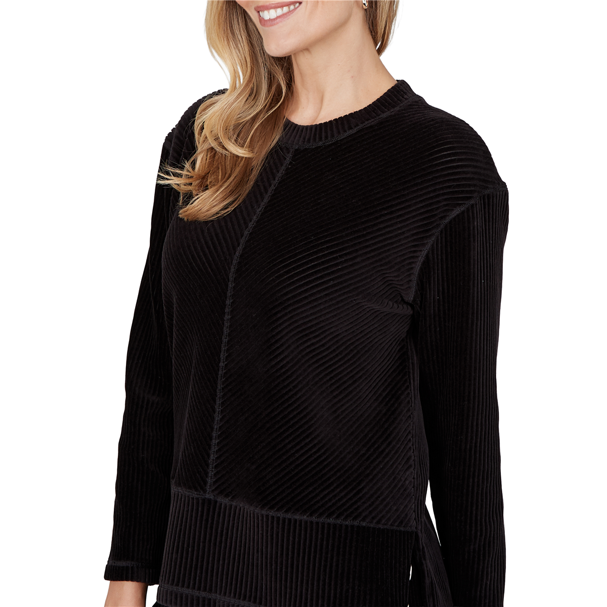 Petite Alfred Dunner Weekend Warrior Velour Chevron Sweatshirt