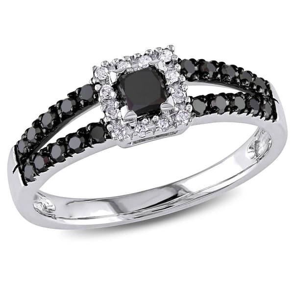 Diamond Classics&#40;tm&#41; 10kt. White Gold 1/2ct. Black Diamond Ring - image 