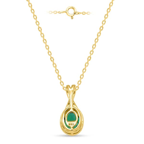 Gemstone Classics&#8482; Created Emerald Lab Grown Diamond Pendant