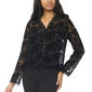 Womens MSK Long Sleeve Velvet Burnout Button Trim Top - image 1