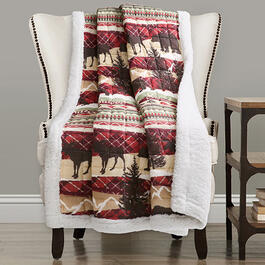 Lush Decor(R) Holiday Lodge Sherpa Red &amp; Brown Throw