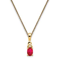Gemstone Classics(tm) 14kt. Yellow Gold Oval Ruby Diamond Necklace