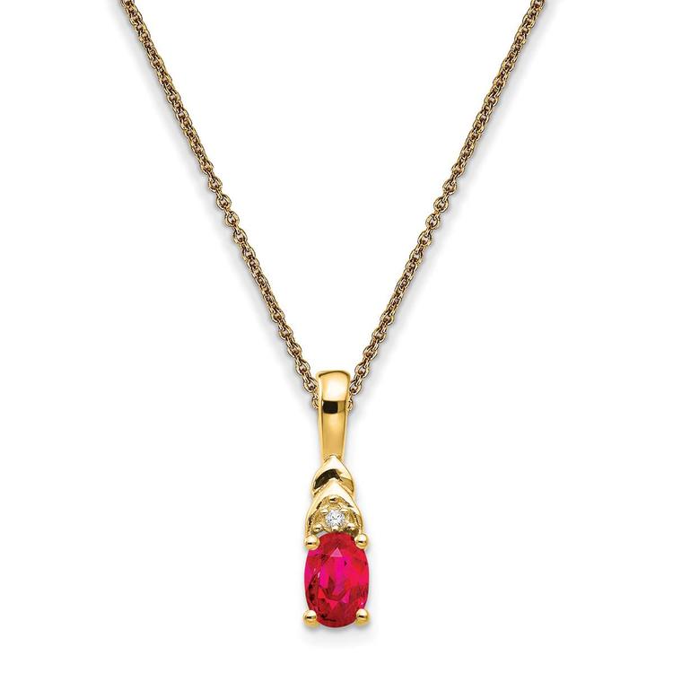Gemstone Classics(tm) 14kt. Yellow Gold Oval Ruby Diamond Necklace
