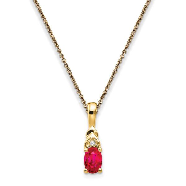 Gemstone Classics&#40;tm&#41; 14kt. Yellow Gold Oval Ruby Diamond Necklace - image 