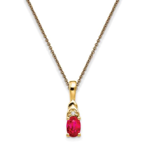 Gemstone Classics&#40;tm&#41; 14kt. Yellow Gold Oval Ruby Diamond Necklace - image 