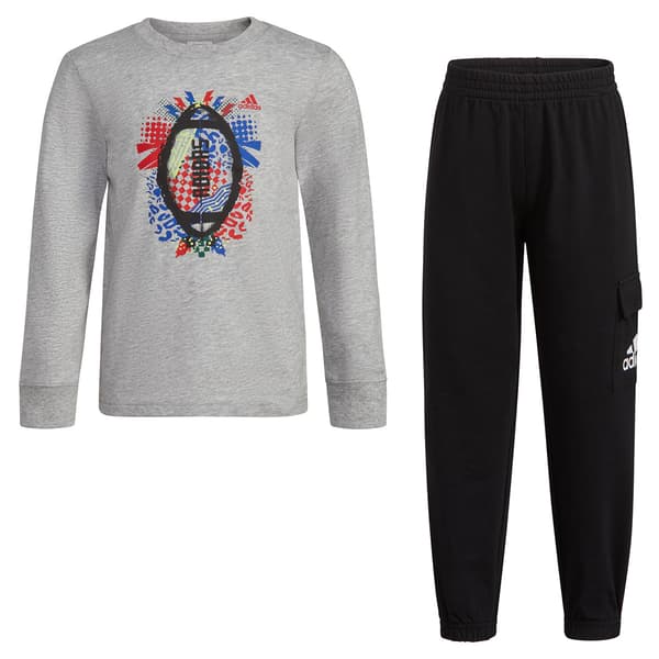 Toddler Boy adidas&#40;R&#41; Long Sleeve Cotton Tee & Cargo Joggers Set - image 