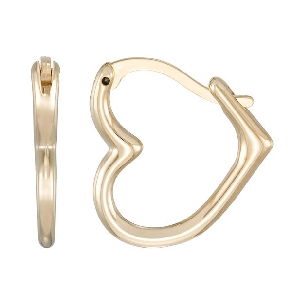 Evergold 14kt. Gold over Resin Polished Open Heart Hoop Earrings - image 