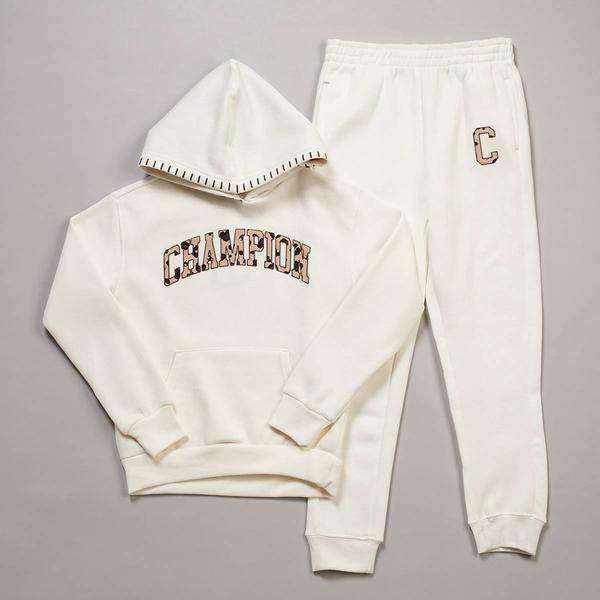 Girls (7-16) Champion(R) Leopard Logo Pullover Hoodie & Joggers Set
