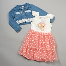 Girls &#40;7-12&#41; Little Lass&#40;R&#41; Denim Jacket w/ Daisy Tulle Dress