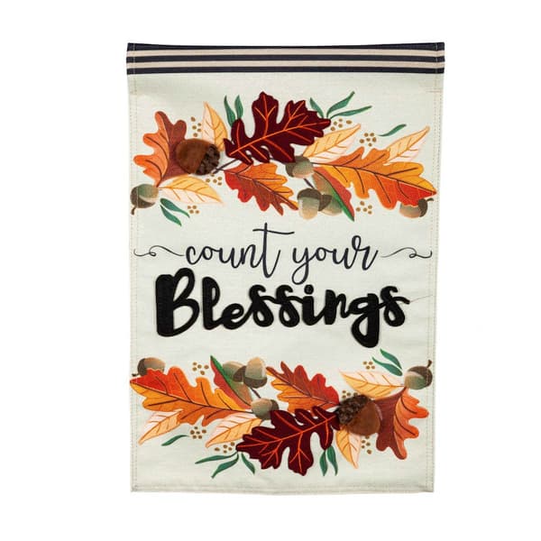 Evergreen Count Your Blessings Garden Burlap Flag - image 