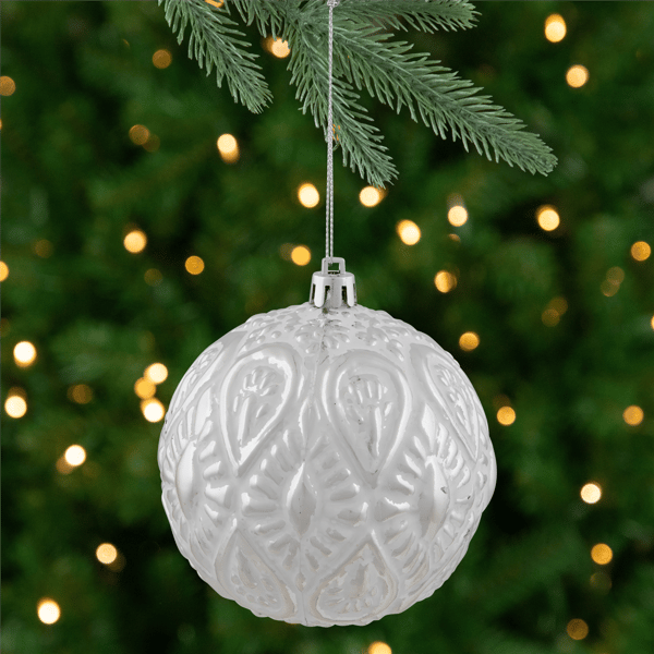Northlight Embossed Raindrops Christmas Glass Ball Ornament - image 