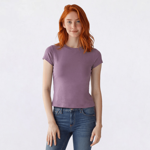 Juniors Cotton Candy Short Sleeve Butter Crew Neck Tee