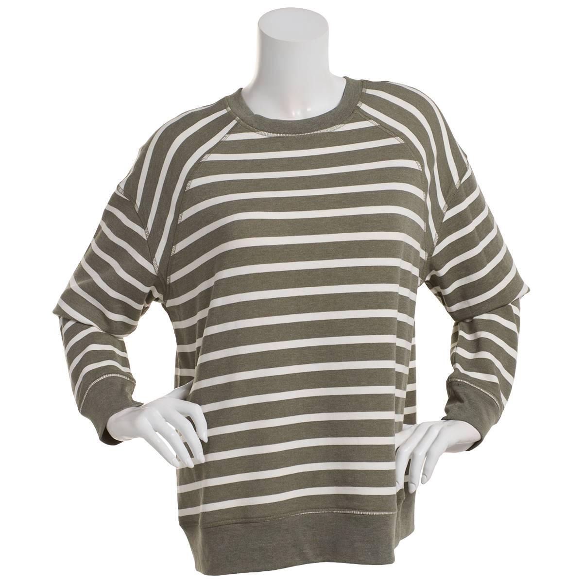 Petite Emily Daniels Long Sleeve Crew Neck Stripe Sweatshirt