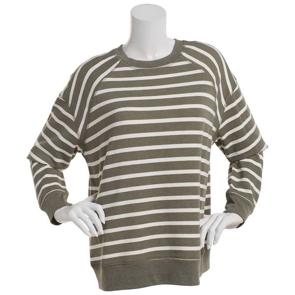 Petite Emily Daniels Long Sleeve Crew Neck Stripe Sweatshirt - image 