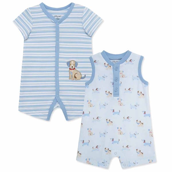 Baby Boy (3-12M) Little Me(R) 2Pk Puppy Print Rompers - image 