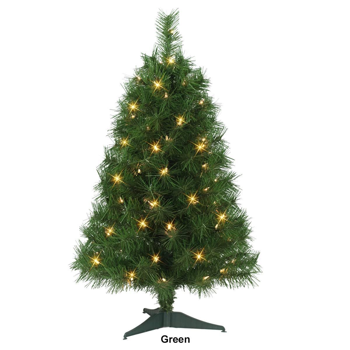 Puleo International 3ft. Pre-Lit Snow Ridge Christmas Fir Tree