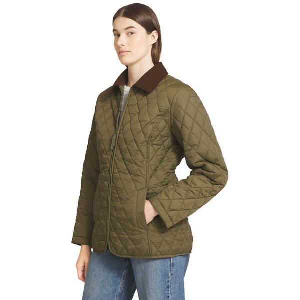 Womens LANDS’ END® Corduroy Collar Zip-Front Quilted Jacket