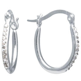 Sterling Silver & Clear Crystal Hoop Earrings
