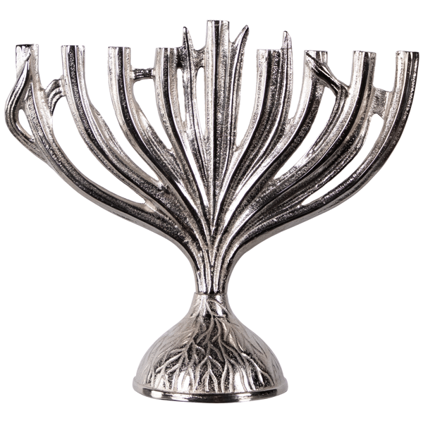 Northlight Textured Tree Branch Textured Metal Hanukkah Menorah