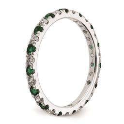 Pure Fire 14kt. White Gold Lab Created Emerald Eternity Band