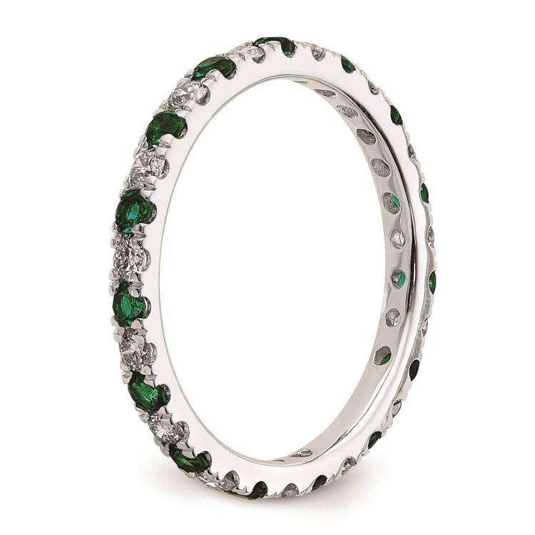 Pure Fire 14kt. White Gold Lab Created Emerald Eternity Band