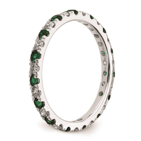 Pure Fire 14kt. White Gold Lab Created Emerald Eternity Band