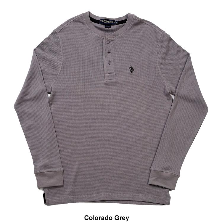Mens U.S. Polo Assn.® Solid Thermal 3 Button Henley