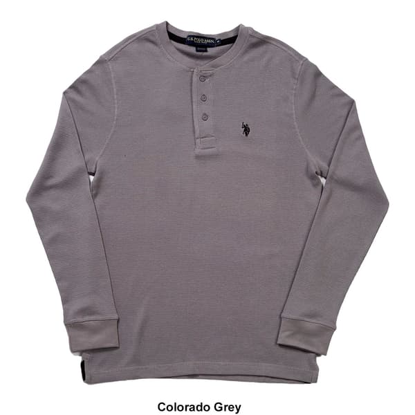 Mens U.S. Polo Assn.&#174; Solid Thermal 3 Button Henley