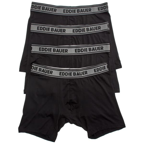 Mens Eddie Bauer(R) 4pk. Microfiber Boxer Briefs - Black