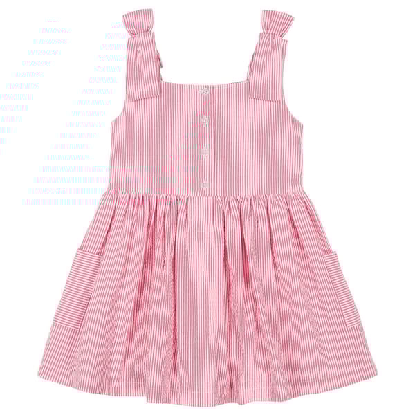 Girls &#40;4-6x&#41; Tommy Hilfiger Seersucker Bow Strap Pocket Dress