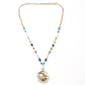 Ashley Cooper(tm) Green/Blue Bead Hammered Disk Pendant Necklace - image 1