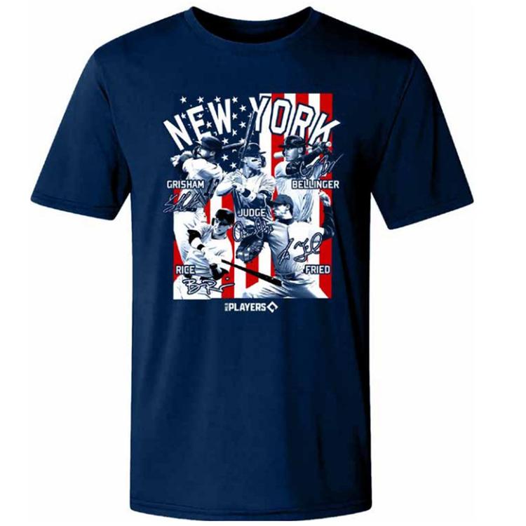 Mens New York Baseball 5 Player New Short Sleeve Tee