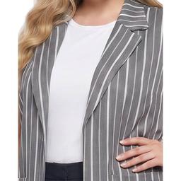 Plus Size NY Collection Double Knit Stripe Long Vest