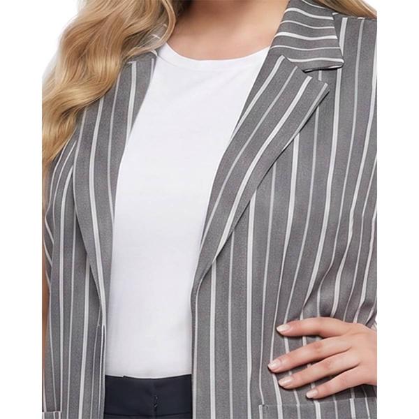 Plus Size NY Collection Double Knit Stripe Long Vest