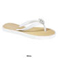 Womens Ashley Blue Iris Rhinestone Flower Jelly Flip Flops - image 3