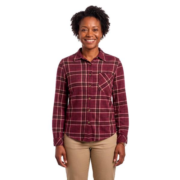 Womens Angels Forever Young Plaid Button Front Flannel - image 