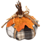Northlight Plaid Pumpkin with Leaf Fall Harvest Pumpkin Decor - image 1