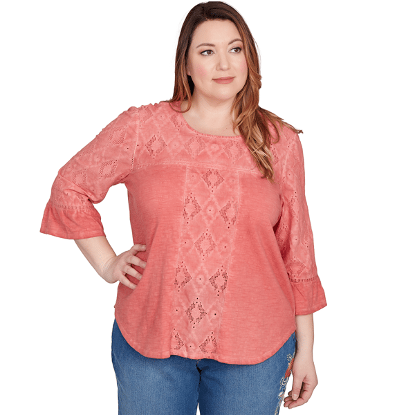 Plus Size Alfred Dunner El Paso Diamond Textured Spliced Bell Sl - image 