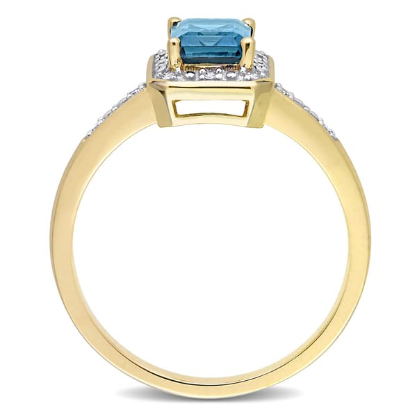 Gemstones Classics&#8482; 14kt. Yellow Gold London Blue Topaz Halo Ring