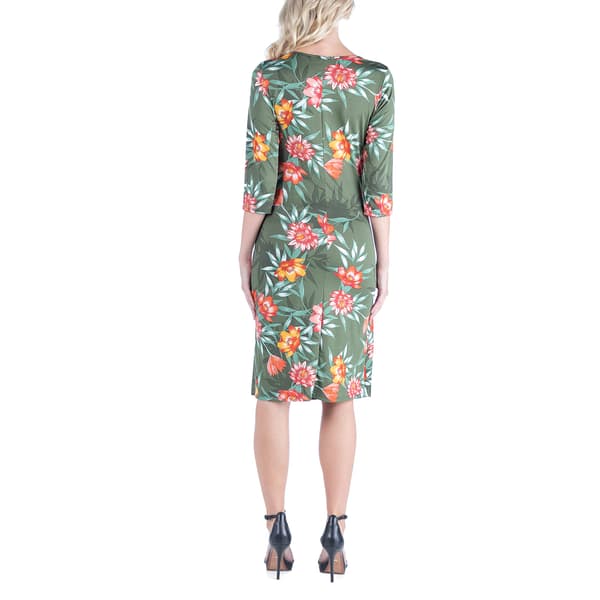 Plus Size 24/7 Comfort Apparel Maternity Floral Wrap Dress
