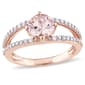 Gemstones Classics(tm) 14kt. Rose Gold Morganite Diamond Shank Ring - image 1