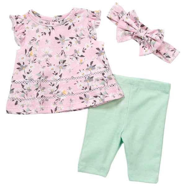 Baby Girl &#40;3-9M&#41; Mini Hop Daisy Top & Solid Leggings Set - image 