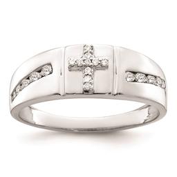 Mens Pure Fire 14kt. White Gold Lab Grown Diamond Cross Ring