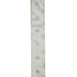 Northlight Gold & White Snowflake Printed Christmas Wired Ribbon