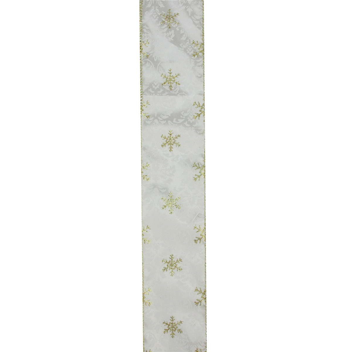 Northlight Gold & White Snowflake Printed Christmas Wired Ribbon