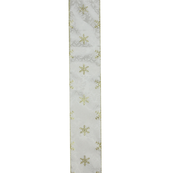 Northlight Gold & White Snowflake Printed Christmas Wired Ribbon - image 