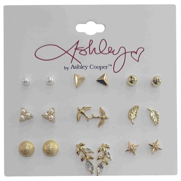 Ashley 9pr. Gold Stud Earrings Set - image 
